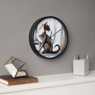 Würdevoll Erhabene Katze in der Stadt Kunst Uhr