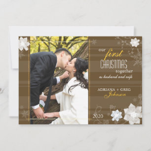 Würdevoll unser erstes Weihnachtszusammen Foto Feiertagskarte