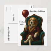 Würdevoller Beagle-Geburtstagsballon Postkarte (Vorne/Hinten)