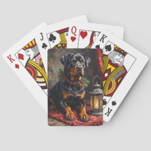 Würdevoller Rottweiler-Hund-Weihnachtslaterne Spielkarten