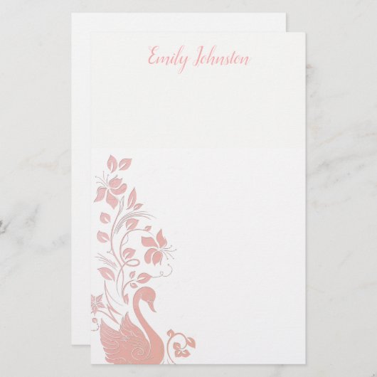 Würdevoller Schwan-personalisiertes Briefpapier (Vorne/Hinten)