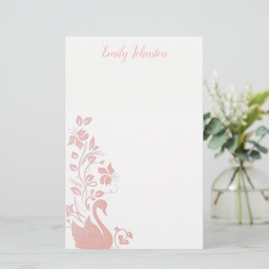 Würdevoller Schwan-personalisiertes Briefpapier (Stehend Vorderseite)