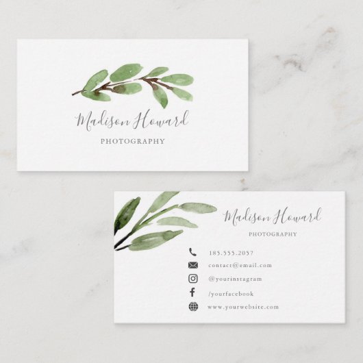 Würdevolles Grün minimal Visitenkarte (Vorne/Hinten)