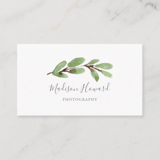 Würdevolles Grün minimal Visitenkarte (Vorderseite)