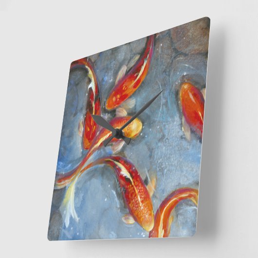 Würdevolles Koi II Quadratische Wanduhr (Winkel)