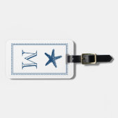 Würdevolles Strandstarfish-Monogramm BLAU Gepäckanhänger (Vorderseite horizontal)