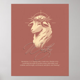 Würdig, christlicher Glaube Schriftzug Wandkunst Poster