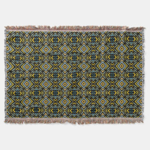 Wurfdecke Blau Gold Schwarz Reifenprofil Decke