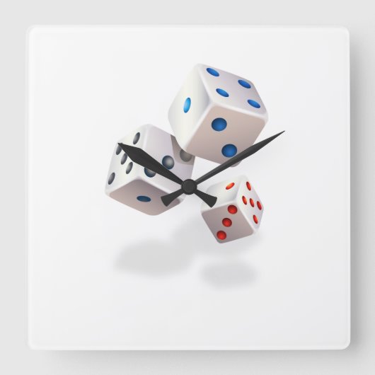 Würfe mit bunten Punkten Quadratische Wanduhr (Vorderseite)