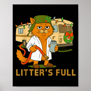 Würfe voll lustige Katze mit Schlauch und Trinken Poster