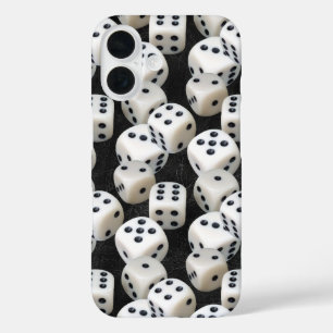 Würfel auf schwarzem Leder iPhone 16 Hülle