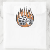 Würfel Flammen Quadratischer Aufkleber (Tasche)