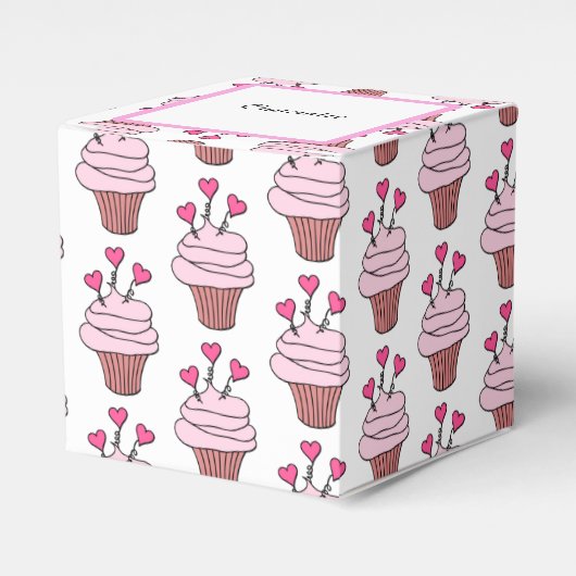 Würfel für niedliche, rosa und weiße Cupcakes 2 Geschenkschachtel (Vorderseite)