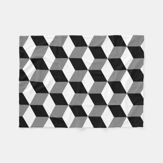 Würfel-großes Muster Schwarz-weiß u. grau Fleecedecke (Vorderseite (Horizontal))