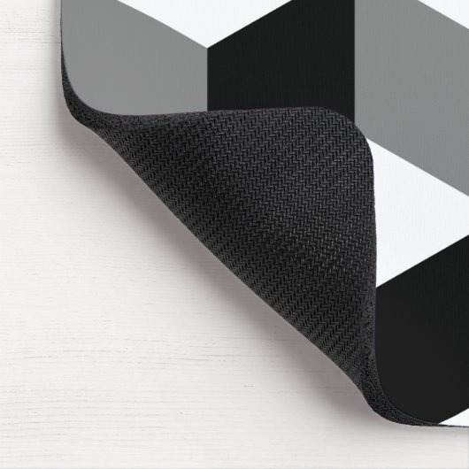 Würfel-großes Muster Schwarz-weiß u. grau Mousepad (Ecke)