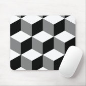 Würfel-großes Muster Schwarz-weiß u. grau Mousepad (Mit Mouse)