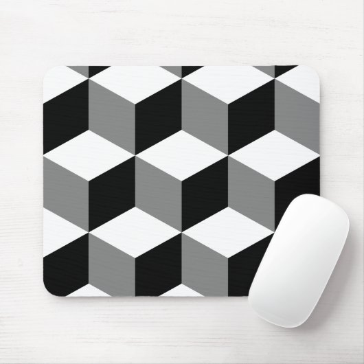 Würfel-großes Muster Schwarz-weiß u. grau Mousepad (Mit Mouse)
