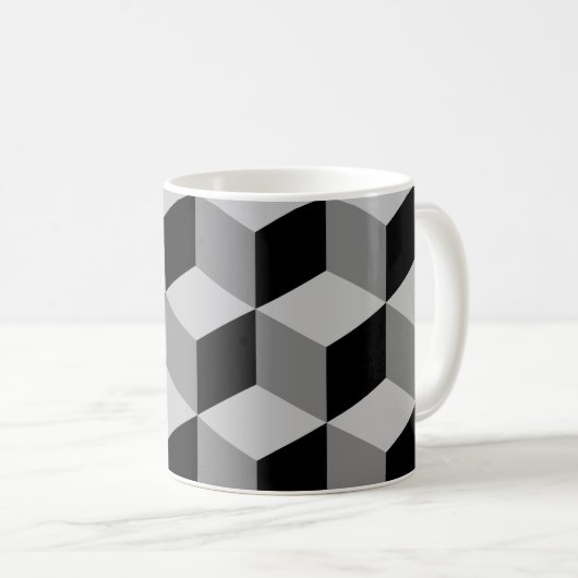 Würfel-großes Muster-Schwarzes u. Grau Kaffeetasse (VorderseiteRechts)
