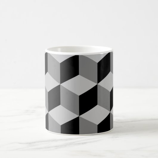 Würfel-großes Muster-Schwarzes u. Grau Kaffeetasse (Mittel)