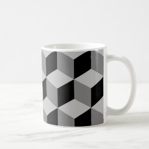 Würfel-großes Muster-Schwarzes u. Grau Kaffeetasse