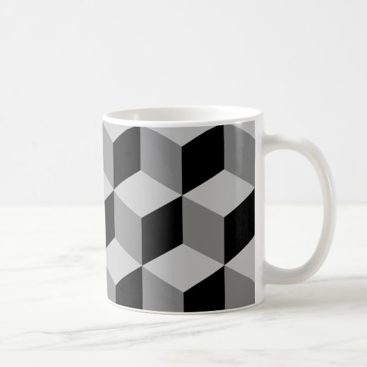 Würfel-großes Muster-Schwarzes u. Grau Kaffeetasse (Rechts)