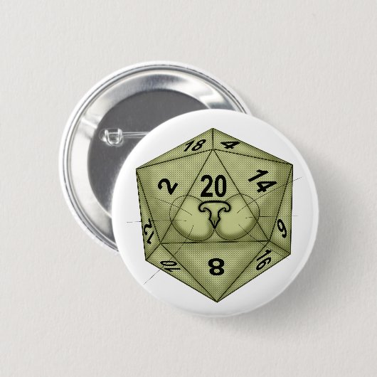Würfel. Katze. D20. Karo der Wahrnehmung Button (Vorne & Hinten)
