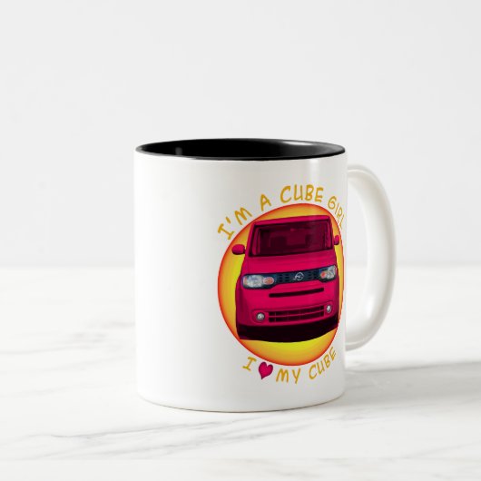 Würfel-Mädchen-Kaffee-Tasse Zweifarbige Tasse (VorderseiteRechts)