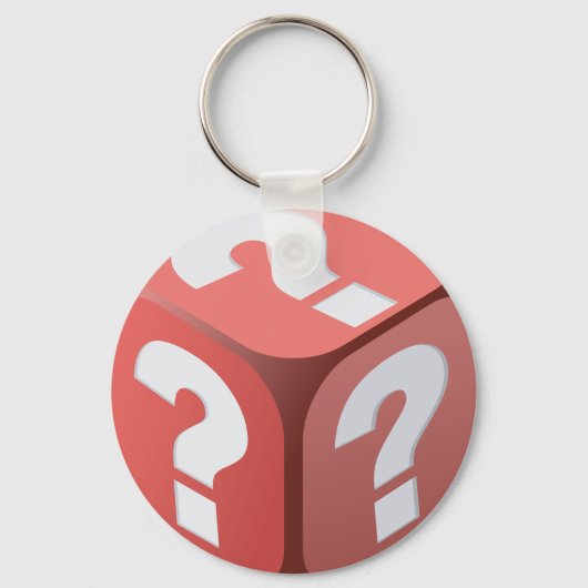 Würfel mit Fragezeichen Schlüsselanhänger (Vorderseite)