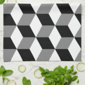 Würfel-Muster Schwarz-weiß u. grau Geschirrtuch (Gefaltet)