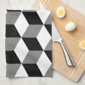 Würfel-Muster Schwarz-weiß u. grau Geschirrtuch (Viertel Falte)