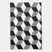 Würfel-Muster Schwarz-weiß u. grau Geschirrtuch (Vertikal)