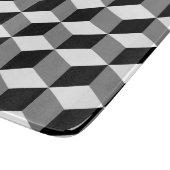 Würfel-Muster Schwarz-weiß u. grau Schneidebrett (Ecke)