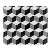 Würfel-Muster Schwarz-weiß u. grau Schneidebrett (Vorderseite)