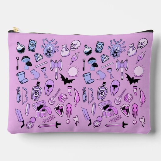 Würfel - RPG-Muster (rosa) Zubehörtasche (Vorderseite)