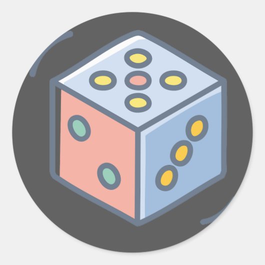 Würfel Runder Aufkleber (Vorderseite)