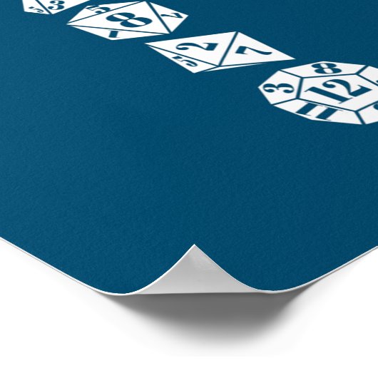Würfel w20 w12 w8 RPG-Tischspiel Geometrie Rolle Poster (Ecke)