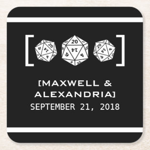 Würfelgamer-Papier-Untersetzer des Ebenholz-D20 Rechteckiger Pappuntersetzer