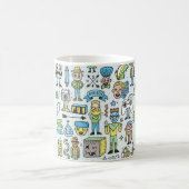 Würfelige Hipster doodle Set 2. Vintage Hand Kaffeetasse (Mittel)