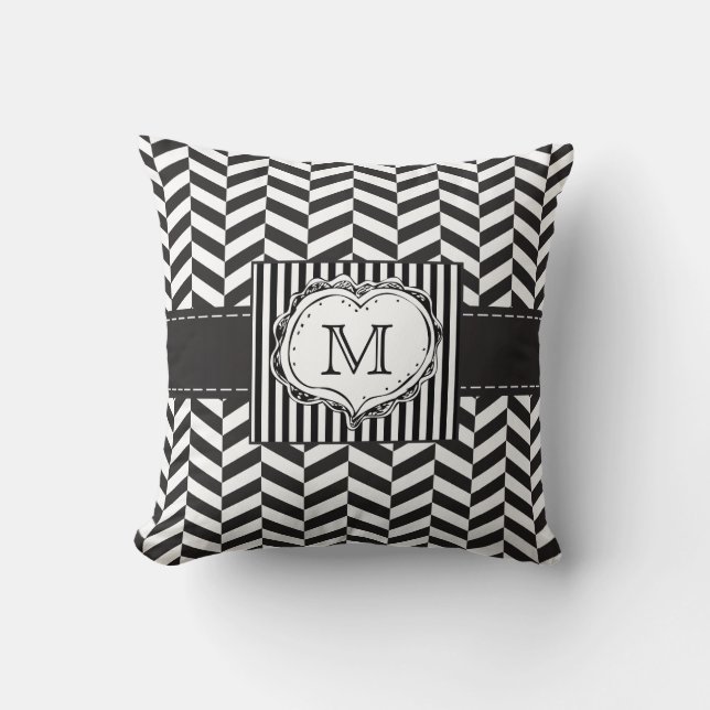 Würfelmuster Monogramm Kissen (Vorderseite)