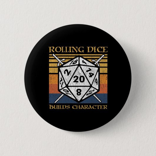 Würfeln bildet Charakter Lustiger Rpg-Tischplatten Button (Vorderseite)