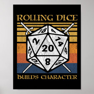 Würfeln bildet Charakter Lustiges Rpg Brettspiel G Poster