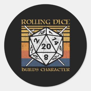 Würfeln bildet Charakter Lustiges Rpg Brettspiel G Runder Aufkleber