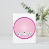 würfeln mit rosa Kreis anpassbar Postkarte (Stehend Vorderseite)