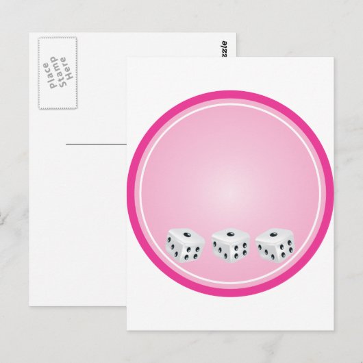 würfeln mit rosa Kreis anpassbar Postkarte (Vorne/Hinten)