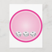 würfeln mit rosa Kreis anpassbar Postkarte (Vorderseite)