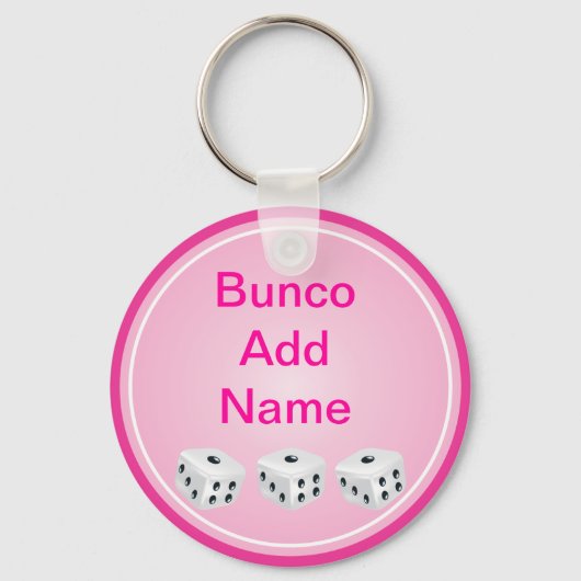 würfeln mit rosa Kreis anpassbar Schlüsselanhänger (Vorderseite)