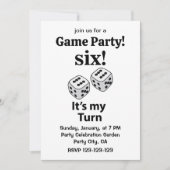 Würfelrollen sechs Es ist meine Rolle würfeln Einladung (Vorderseite)