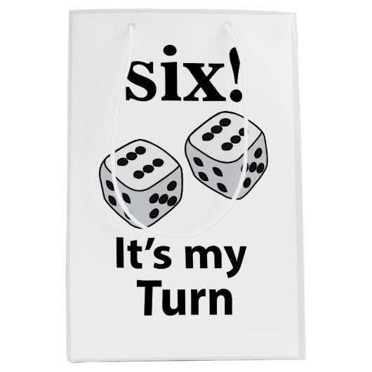 Würfelrollen sechs Es ist meine Rolle würfeln Mittlere Geschenktüte (Vorderseite)