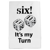 Würfelrollen sechs Es ist meine Rolle würfeln Mittlere Geschenktüte (Rückseite)