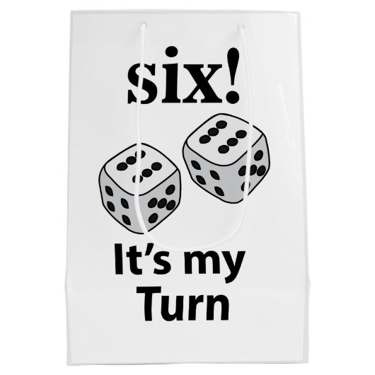 Würfelrollen sechs Es ist meine Rolle würfeln Mittlere Geschenktüte (Rückseite)